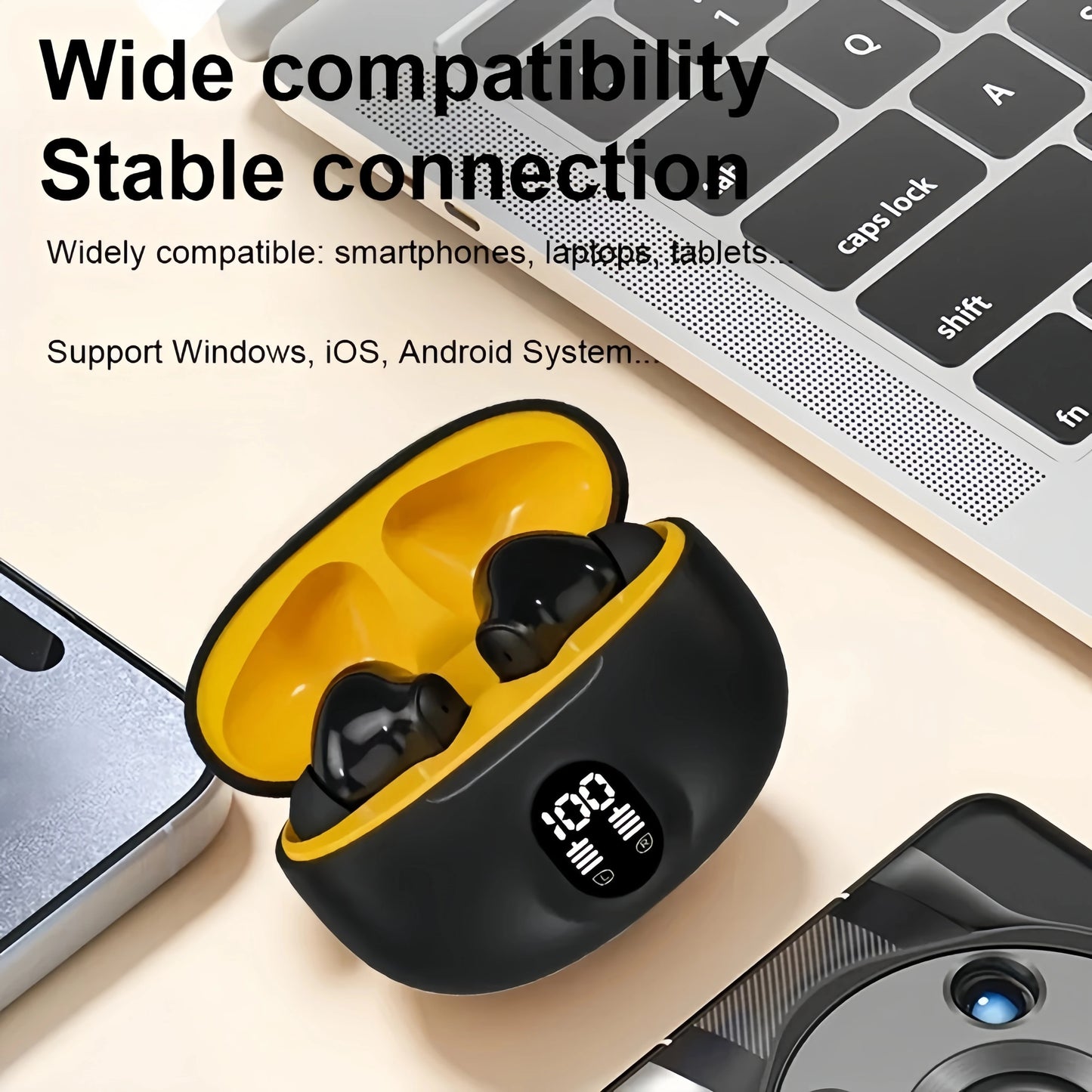 S510 TWS Bluetooth Earbuds – Noise-Reducing, LED Display