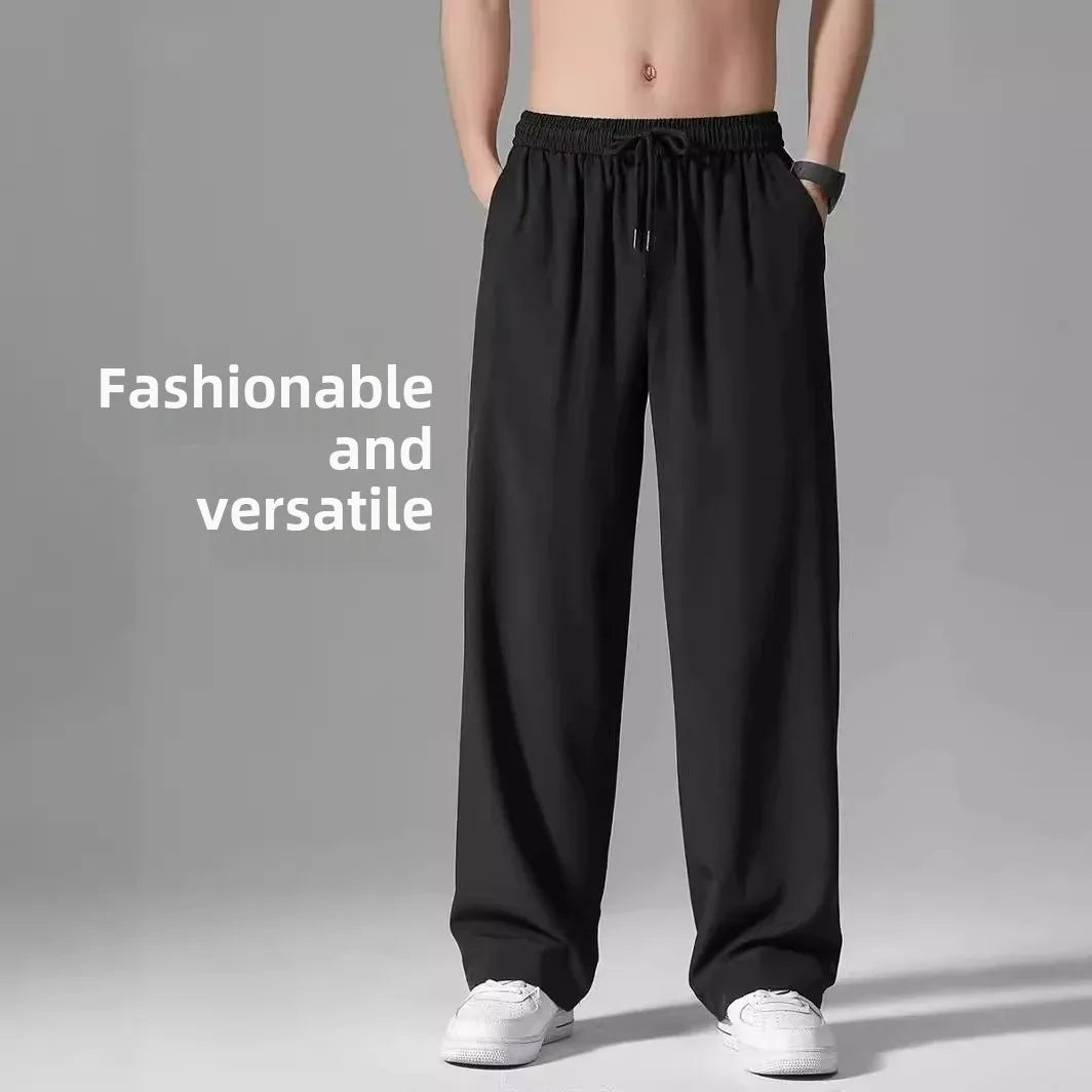 Loose Fit Ice Silk Pants for Men