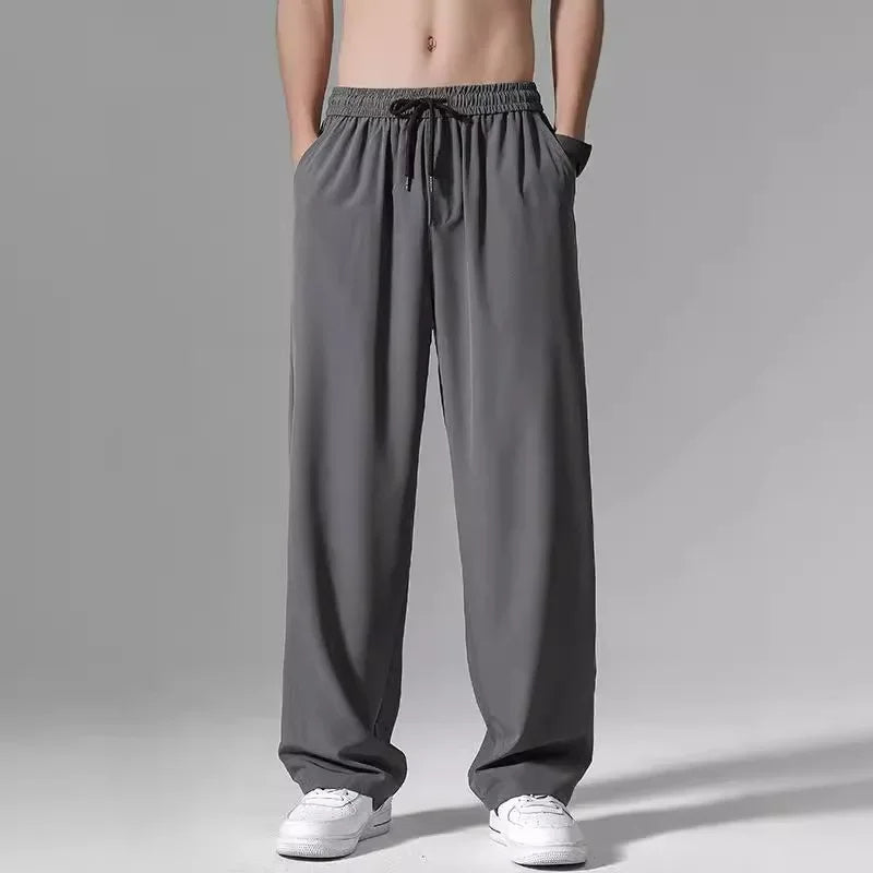 Loose Fit Ice Silk Pants for Men