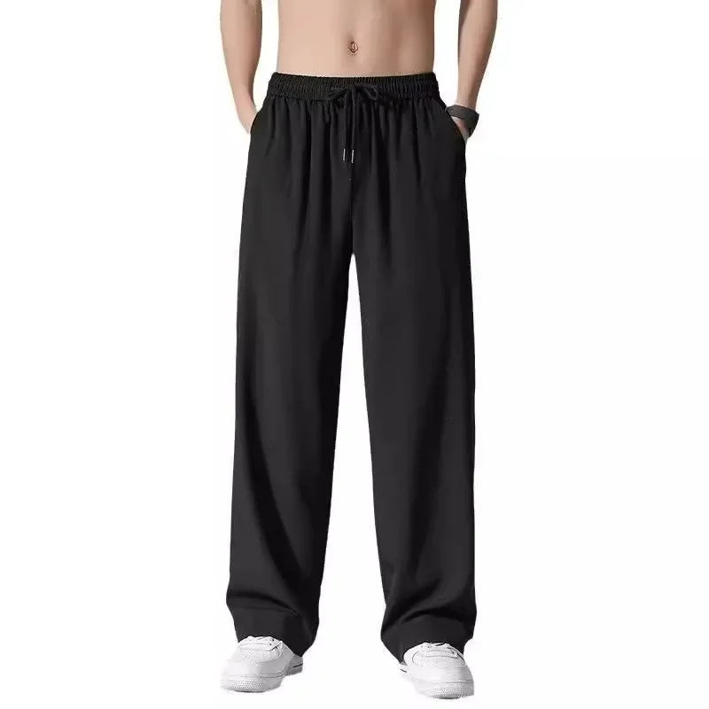 Loose Fit Ice Silk Pants for Men