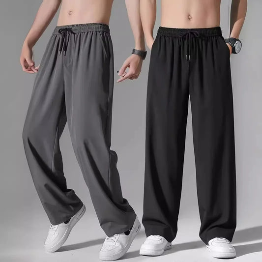 Loose Fit Ice Silk Pants for Men