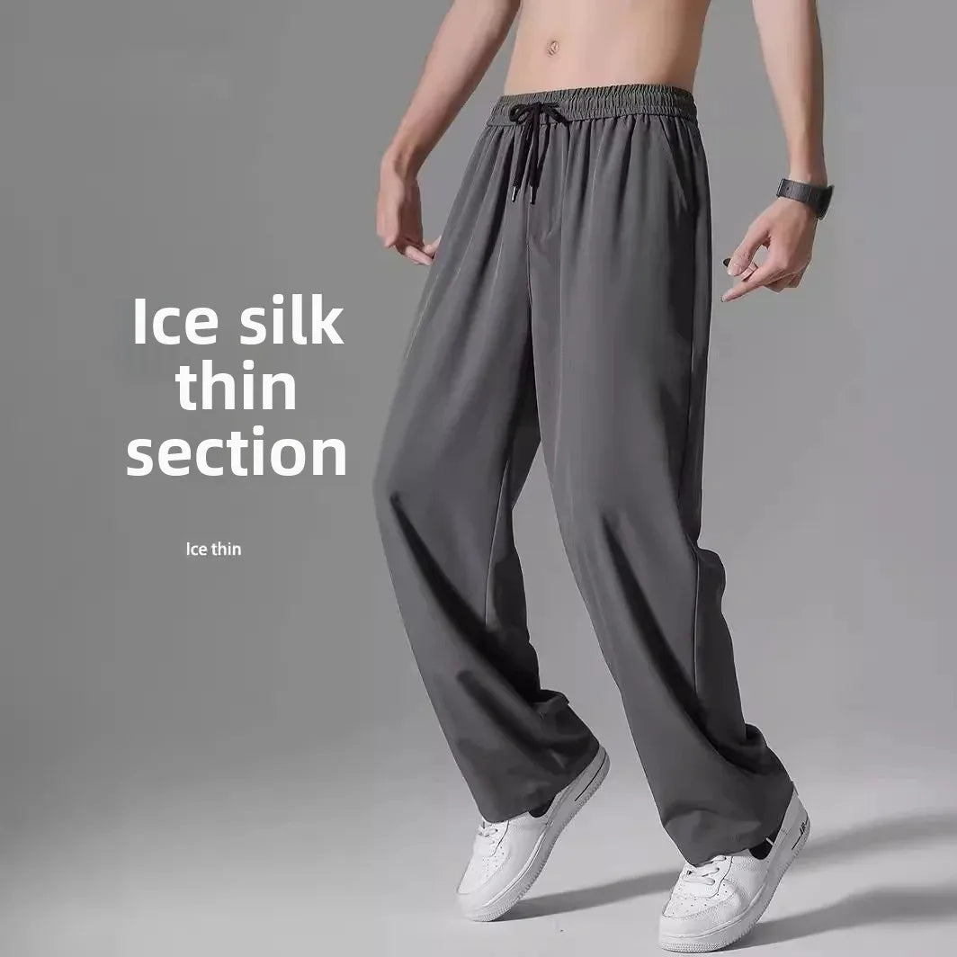Loose Fit Ice Silk Pants for Men